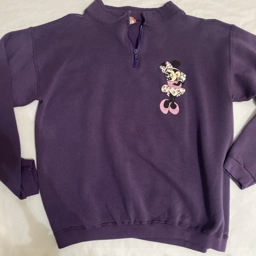 Vintage Disney Designs Minnie Mouse‎ Purple, 1/4 Zip 80's/90's Made In USA 3742
